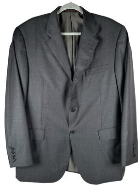 Hickey Freeman Loro Piana Wool Charcoal Single Breasted Sport Coat Blazer 44R